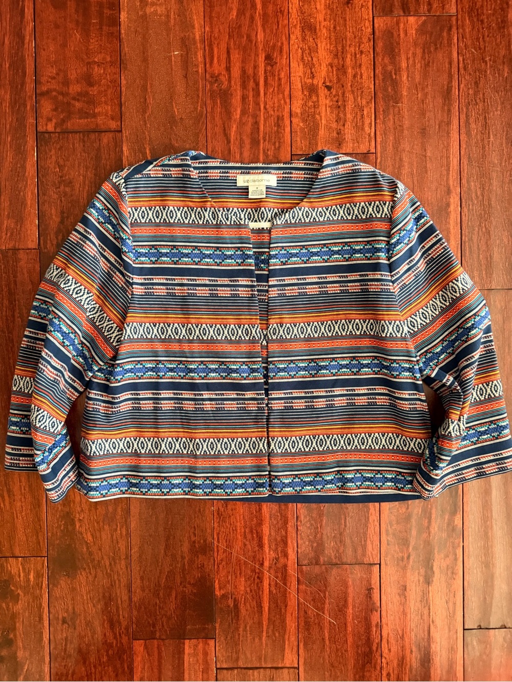 Liz Claiborne Blue & Orange Striped Cropped Jacket